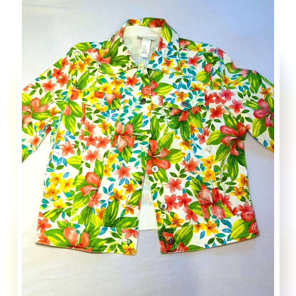 Liz Claiborne Women's Floral Jean Style Jacket Size Medium